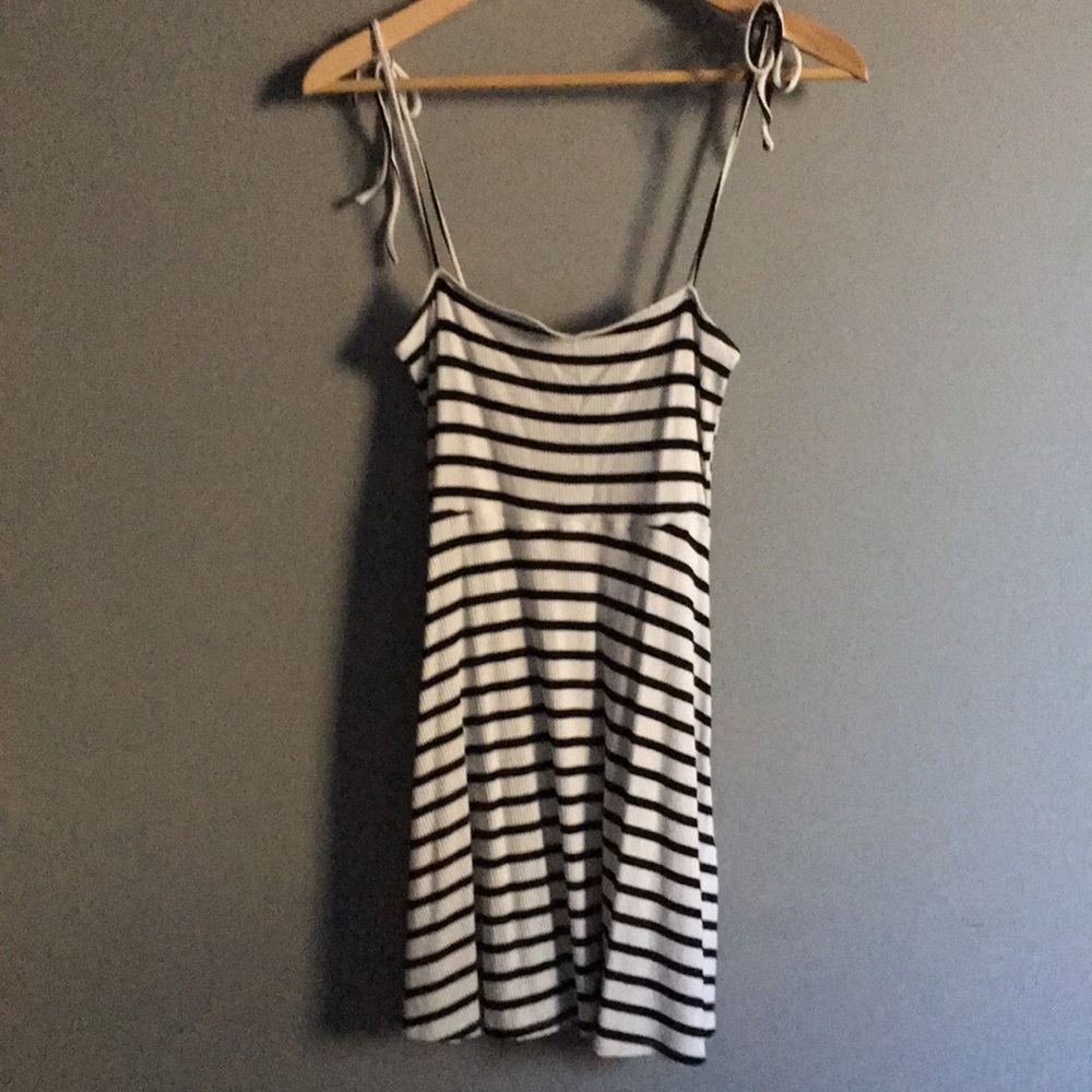 Striped Tied Strap Cami Dress